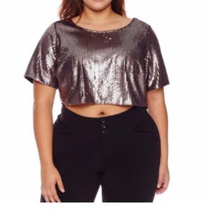NWT Ashley Nell sequin crop top